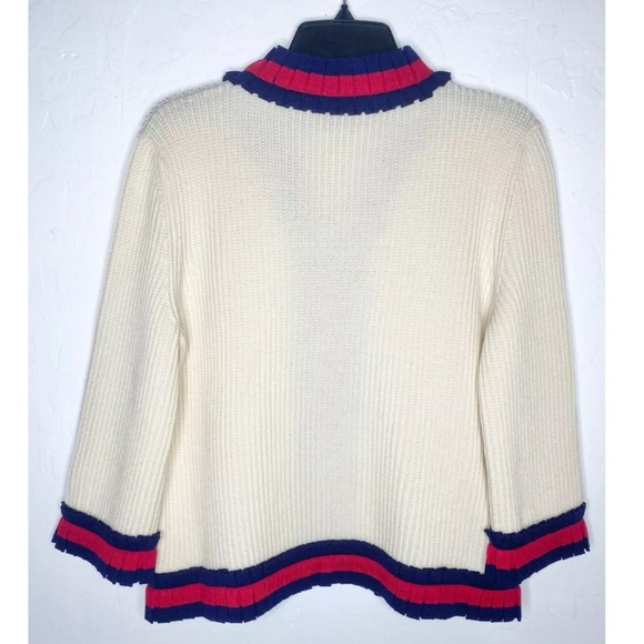 ♥️💙 GUCCI Ruffle Trim Wool Cardigan Jacket XL - Picture 7 of 12